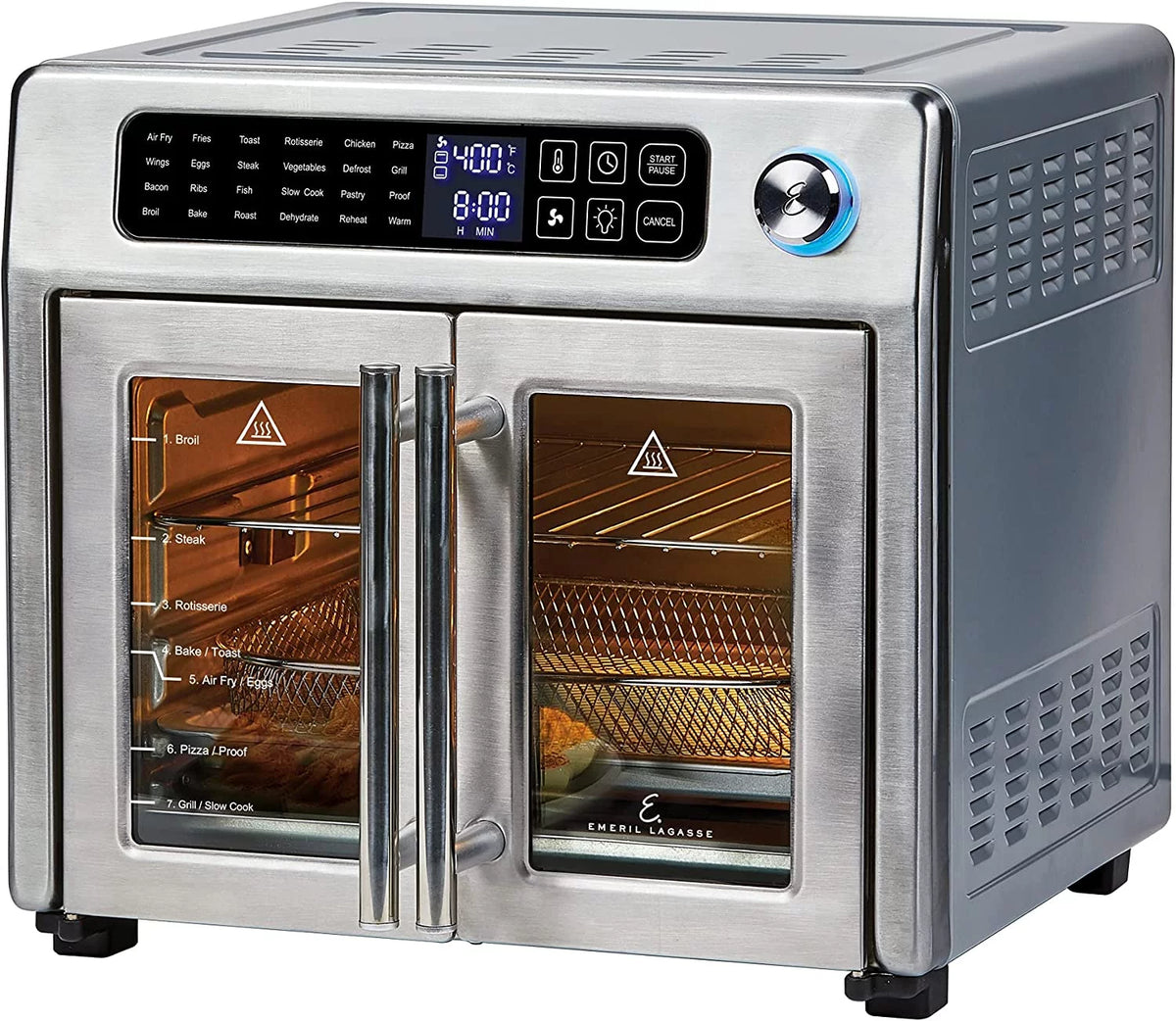 26 QT Extra Large Air Fryer Convection Toaster Oven with French Doors Stainless Steel V8771