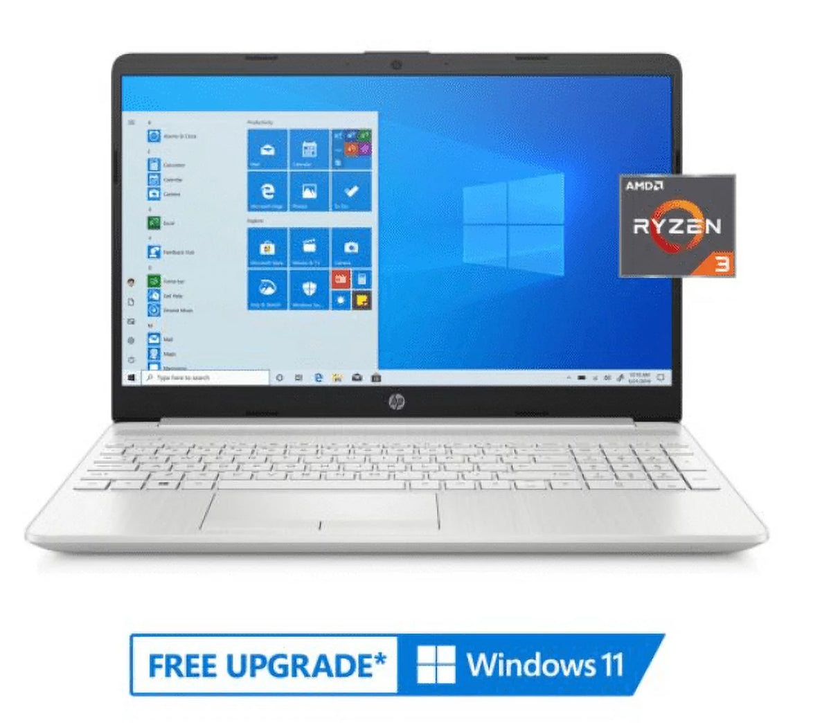 15.6 Inch HD Laptop with AMD Ryzen 3 3250U, 4GB DDR4, 1TB HDD + 128GB SSD, Windows 10 Home, Natural Silver J9001