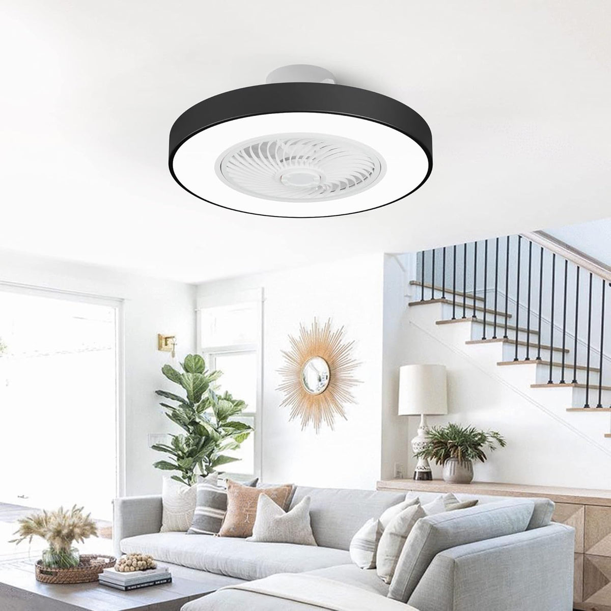 Black 22 Inch Ceiling Fan with Light and Remote J855120