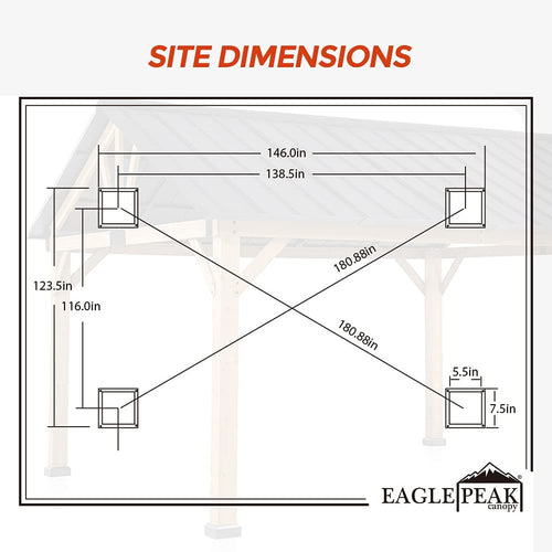 13'x 11' Solid Wood Patio Gazebo with Black Steel Gable Hardtop Roof I67549