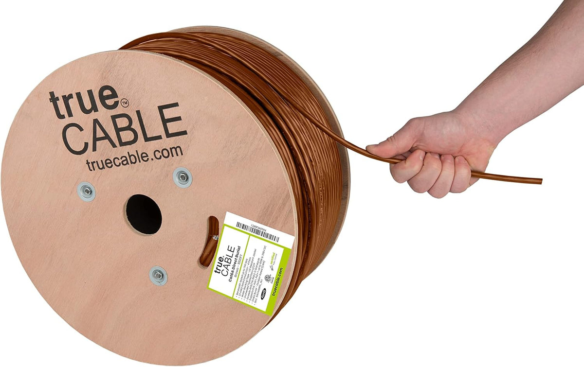Cat6A Direct Burial 1000ft Black 23AWG Bare Copper UTP Ethernet Cable C109677