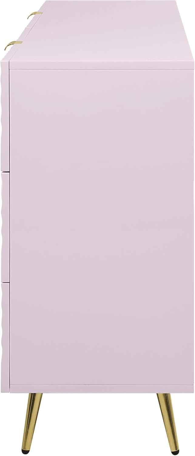 6-Drawer Pink Wood Metal Dresser R791