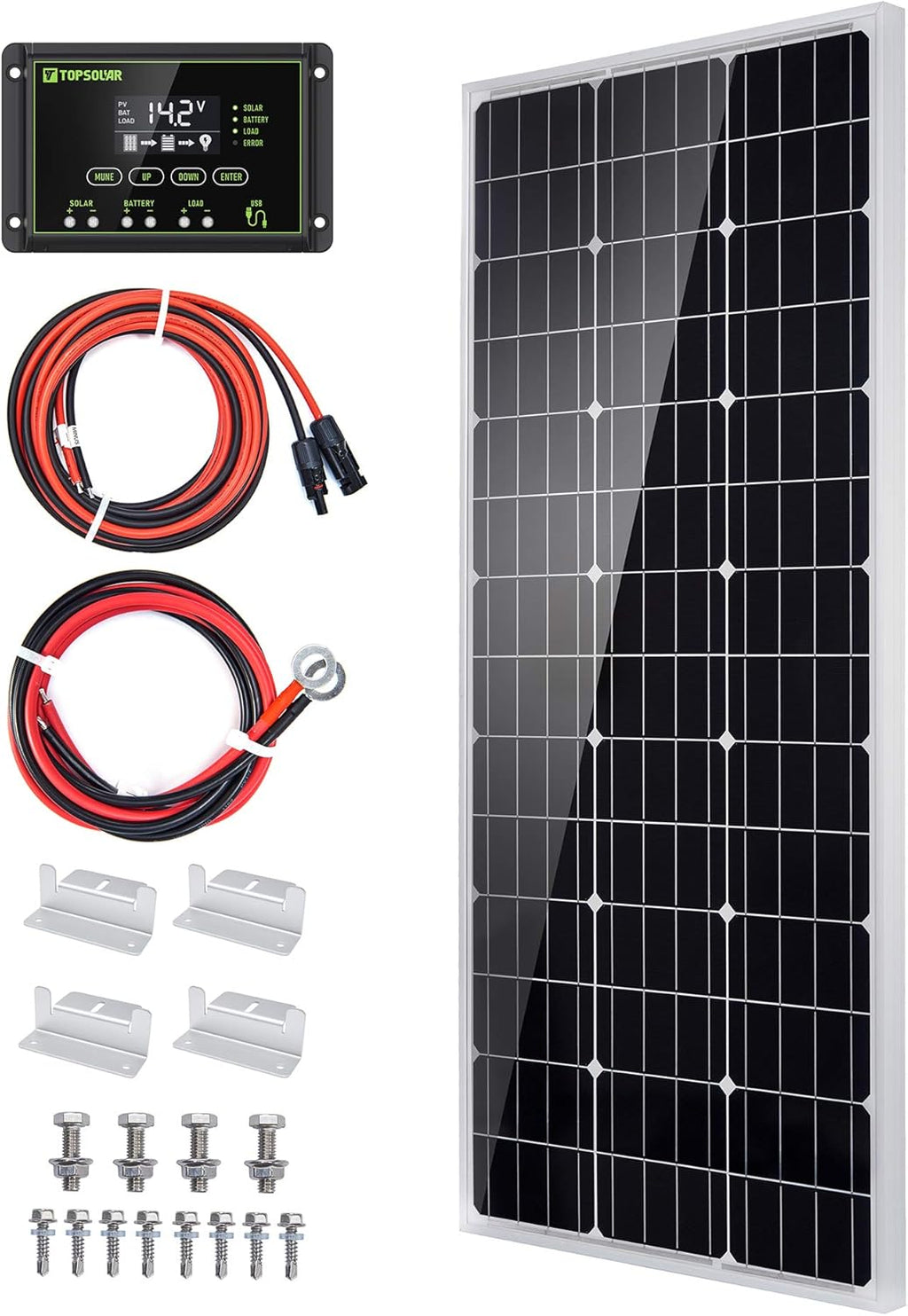 100 Watt 12 Volt Monocrystalline Solar Panel Kit Q1963
