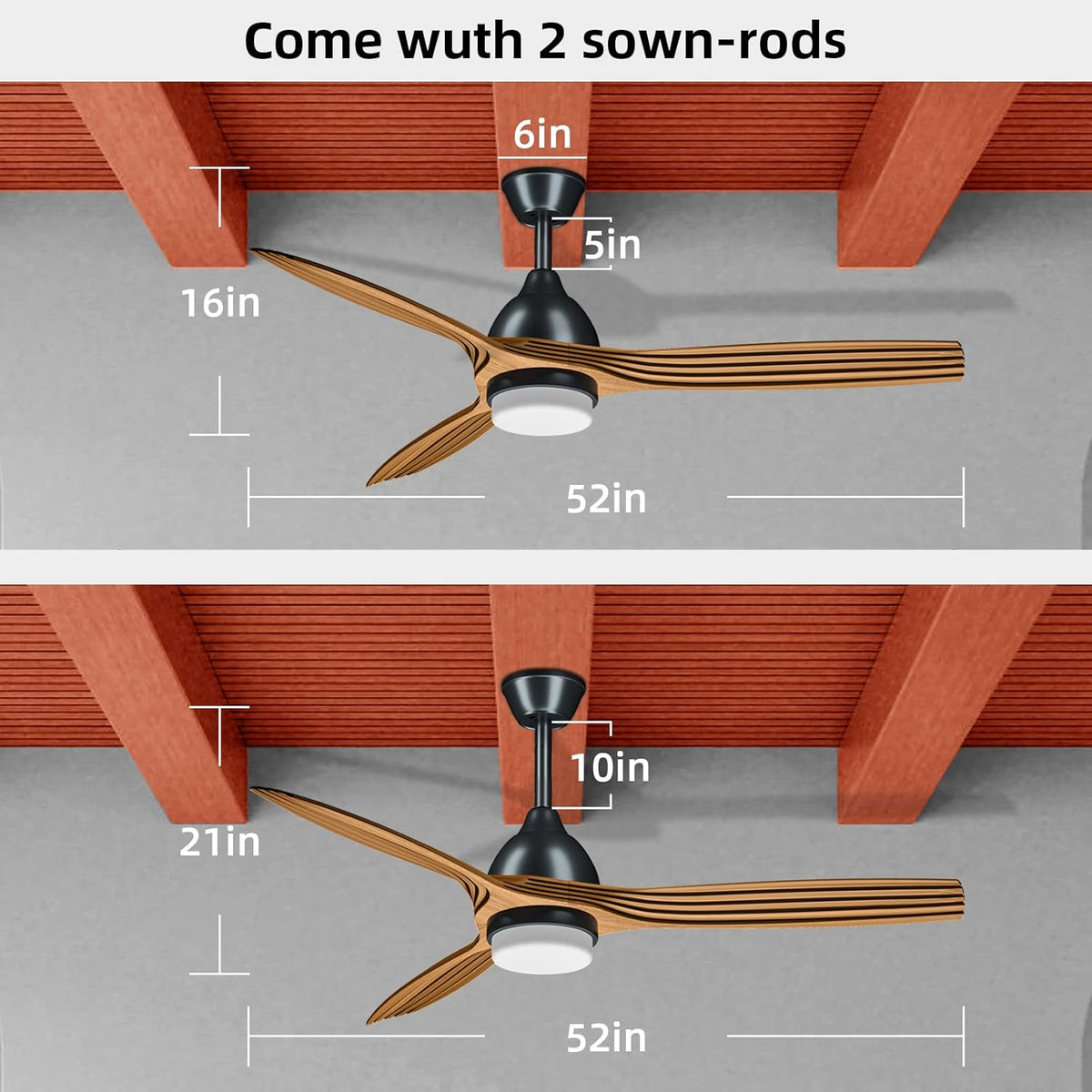 52'' Ceiling Fan with Lights Remote Control Z6253