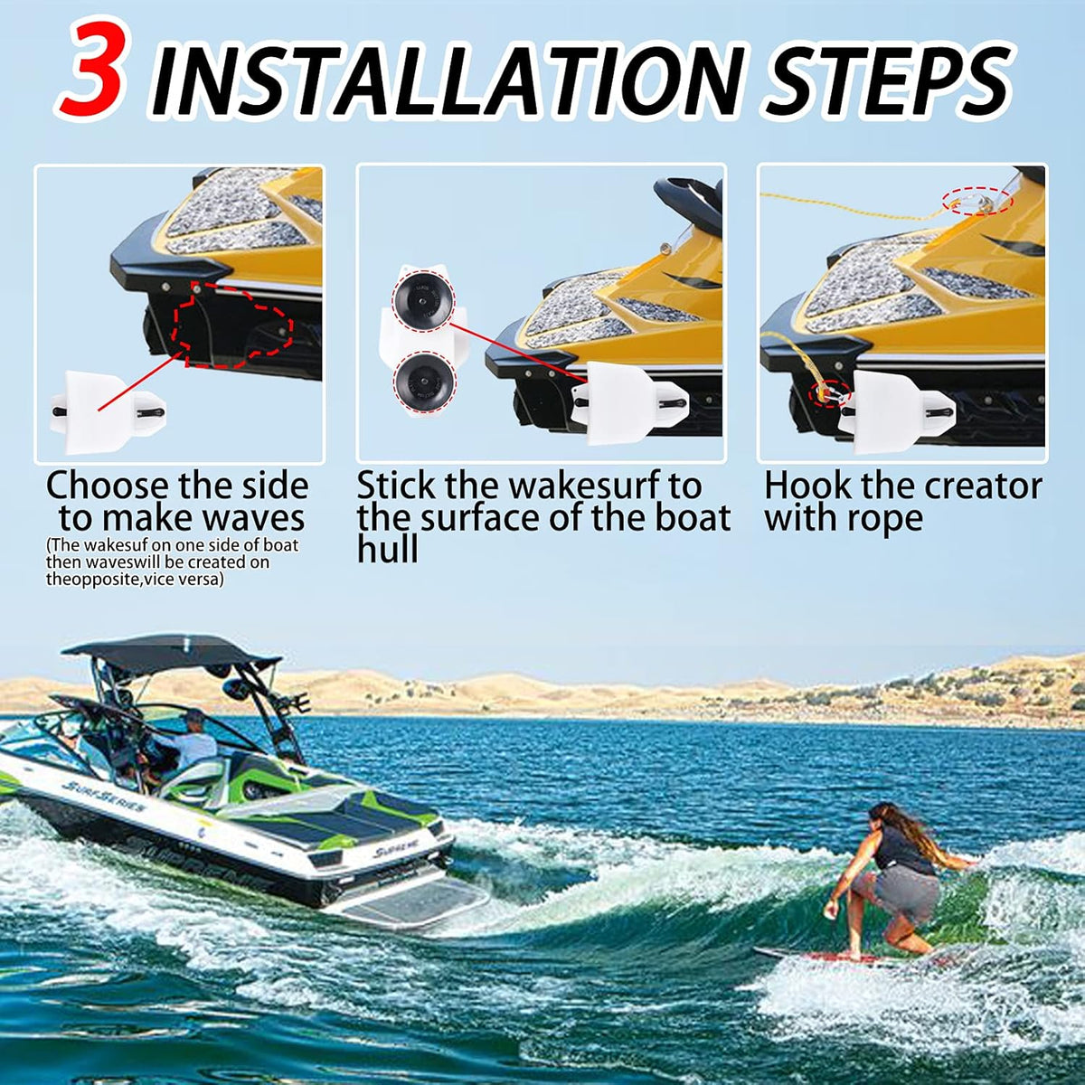 Wakesurf Surfing Wake Equipment with Suction Cups X100