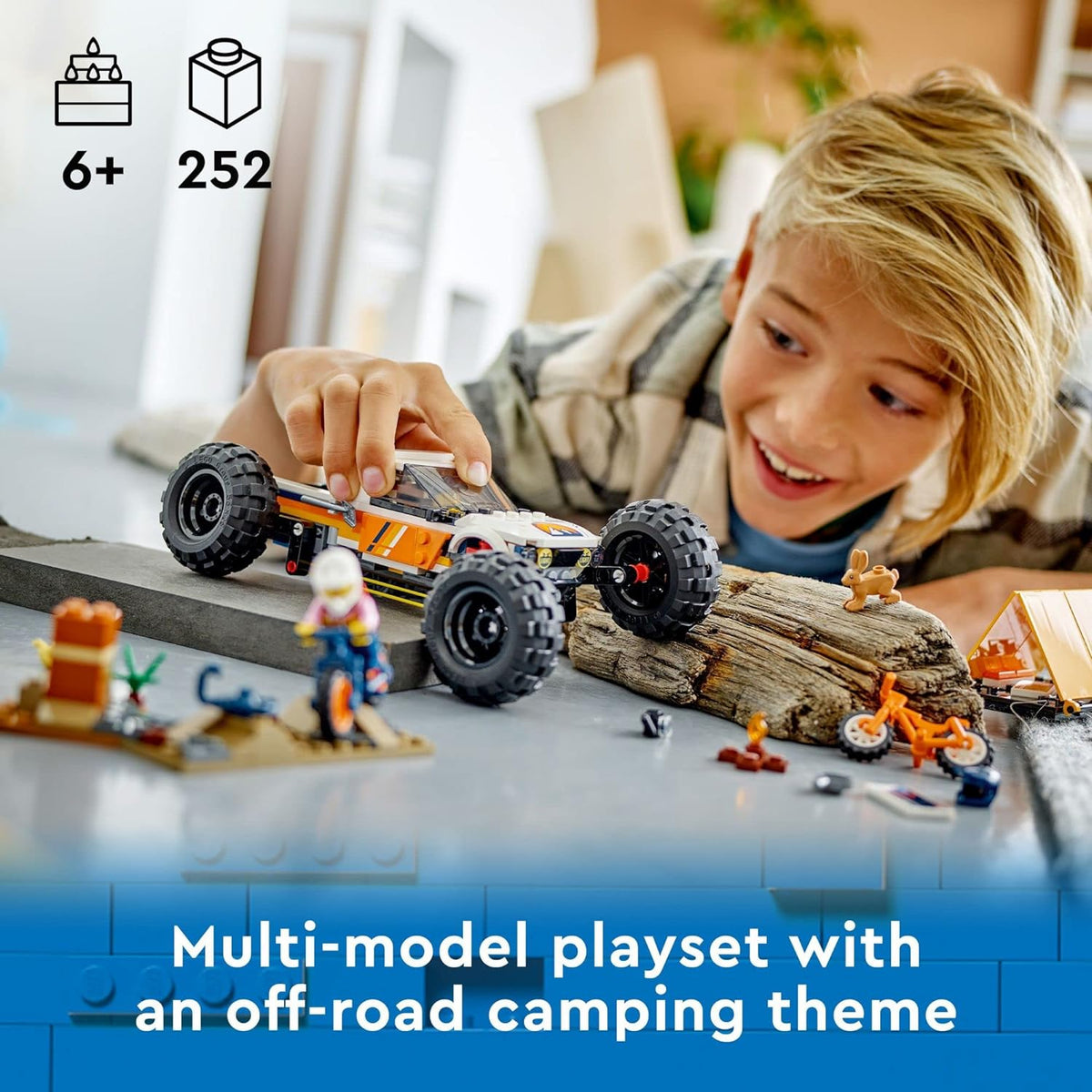 4x4 Off-Roader Building Toy with Monster Truck Style Car and Mountain Bikes G9572