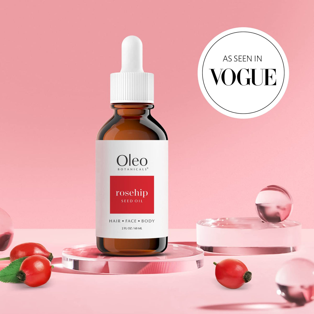 100% Pure Cold Pressed Unrefined Rosehip Seed Oil (60ml) B58239