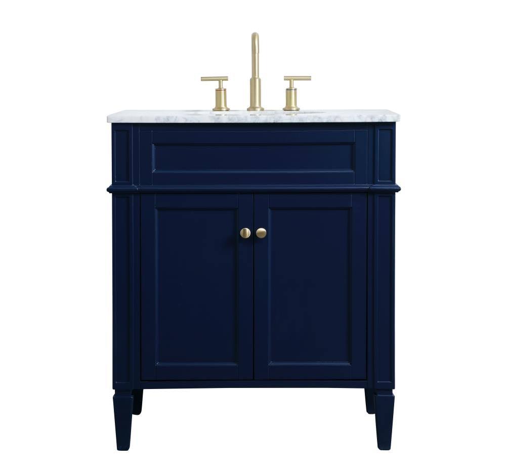 Blue Single Sink Bathroom Vanity with Marble Top Y8471