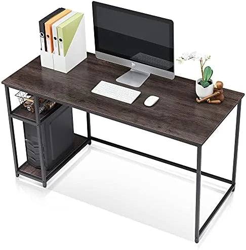 Brown 55" Computer Desk with Shelves U3371
