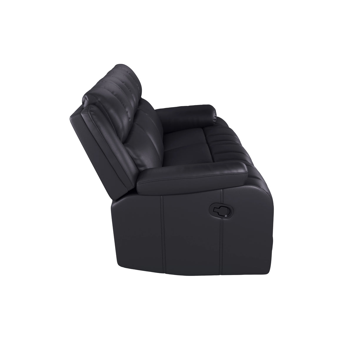 Caviar Black Faux Leather Reclining Sofa Q477