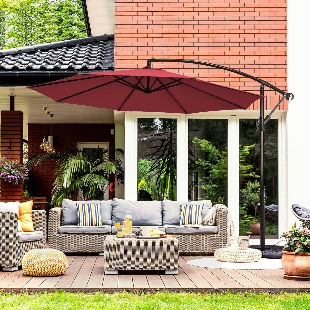 10ft Patio Offset Hanging Umbrella V63517