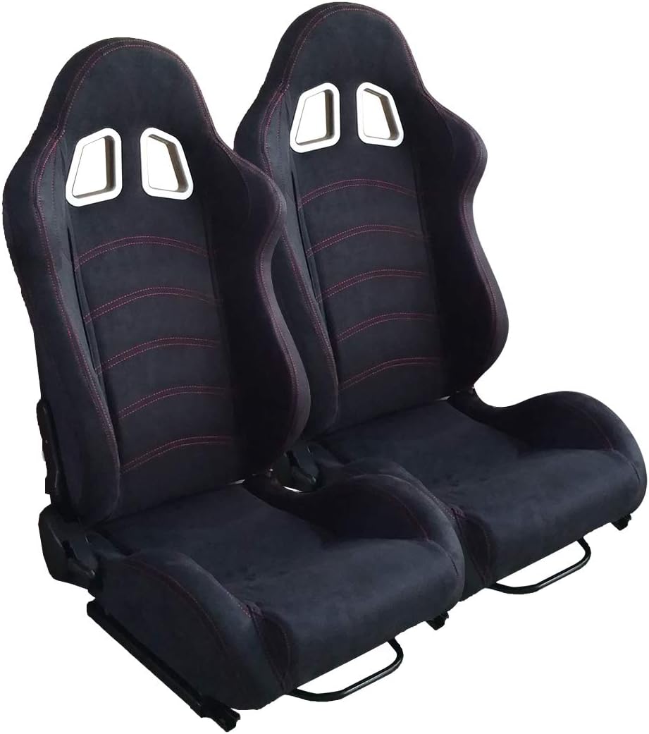 Black Suede Leather Racing Seat with Harness F643