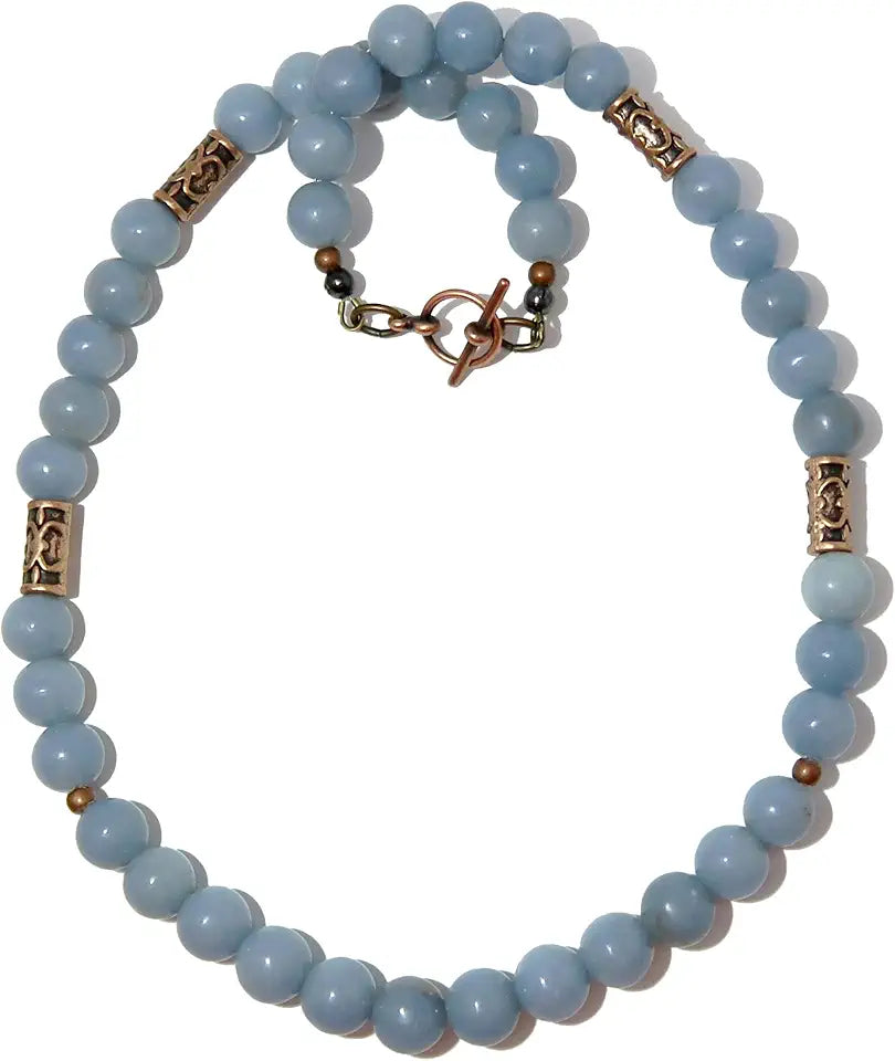 Blue Stone Antiqued Copper Necklace B608066