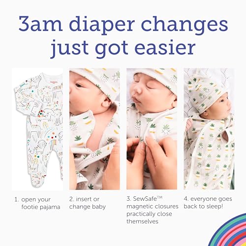 Soft Modal Baby Footie Pajamas with Magnetic Fastener J443128