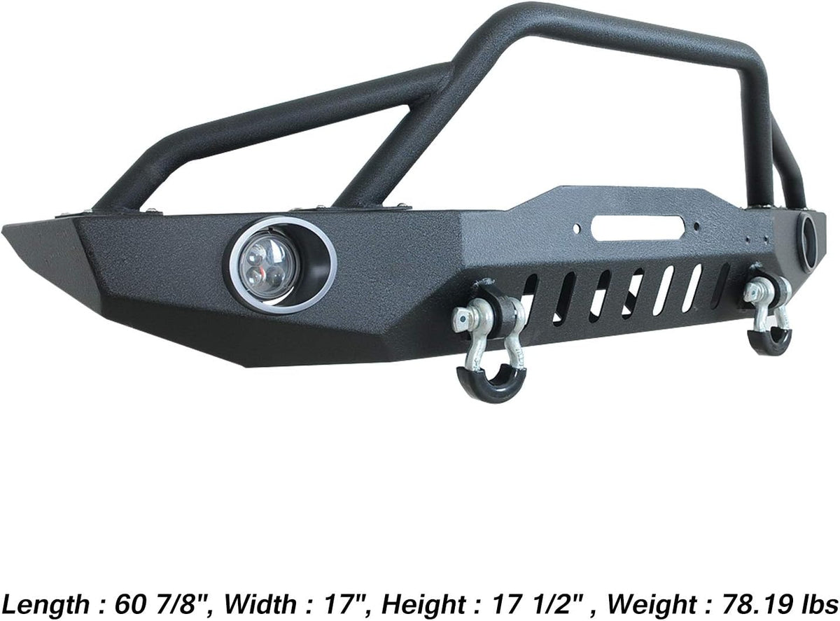 Front Bumper with LED Lights and Winch Plate for Cherokee XJ / Comanche MJ V292