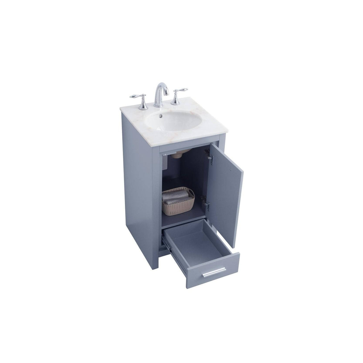 White 18 inch Bathroom Vanity Cabinet Set with Marble Top K1001