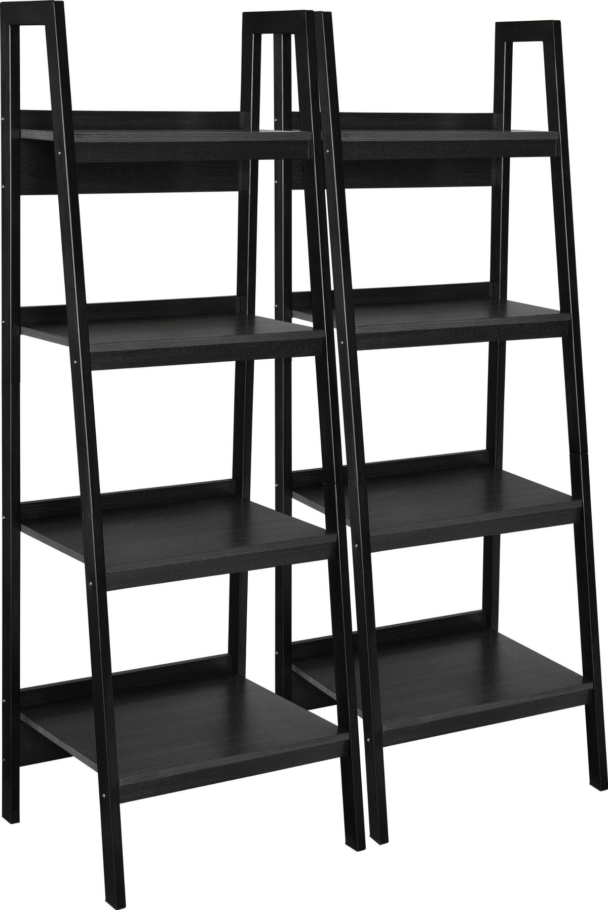 4 Shelf Ladder Bookcase Black Set of 2 N920346