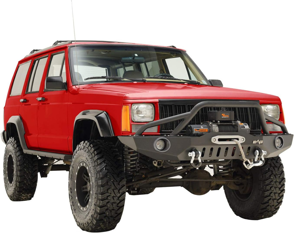 Front Bumper with LED Lights and Winch Plate for Cherokee XJ / Comanche MJ V292