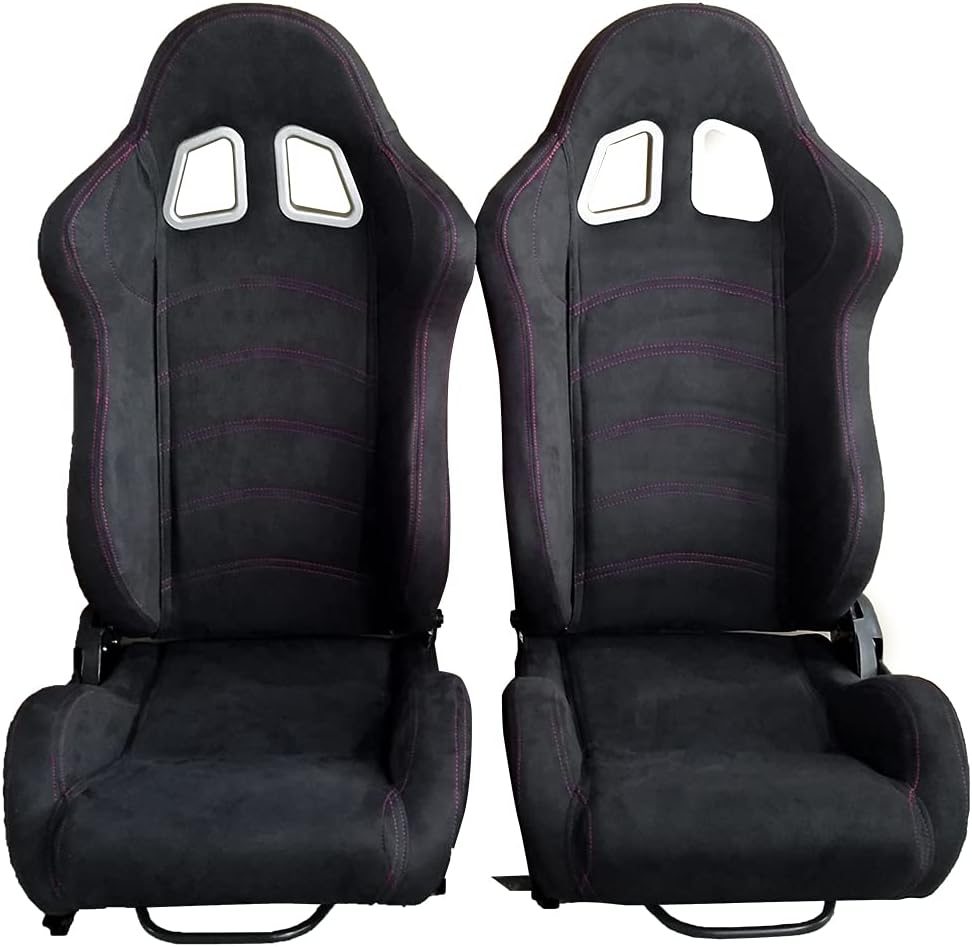 Black Suede Leather Racing Seat with Harness F643