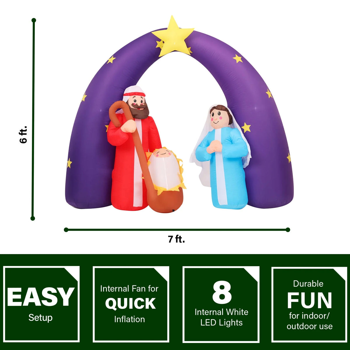 7 Ft. Christmas Nativity Scene Inflatable with LED Lights Z602997