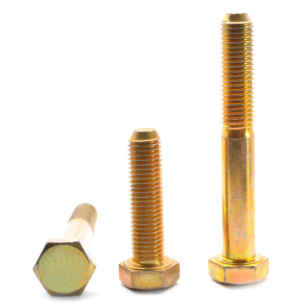1/2-13 x 2 1/2 Coarse Thread Grade BD Hex Cap Screw - USA Alloy Steel Yellow Zinc Plated T7211