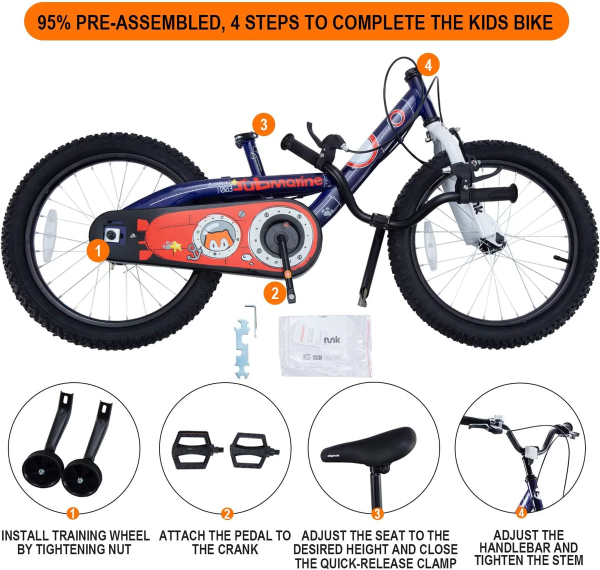 18 In Blue Steel Bike with Kickstand B590565