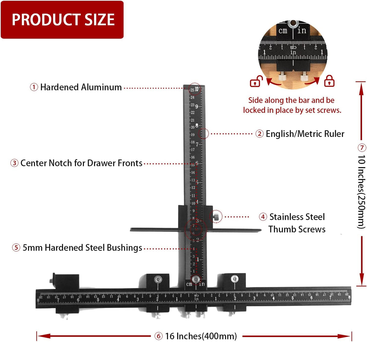 14-Piece Aluminum Alloy Cabinet Handle Template Jig Tool N37084