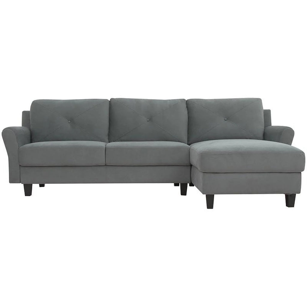 Gray Sectional with Rolled Arms T48600