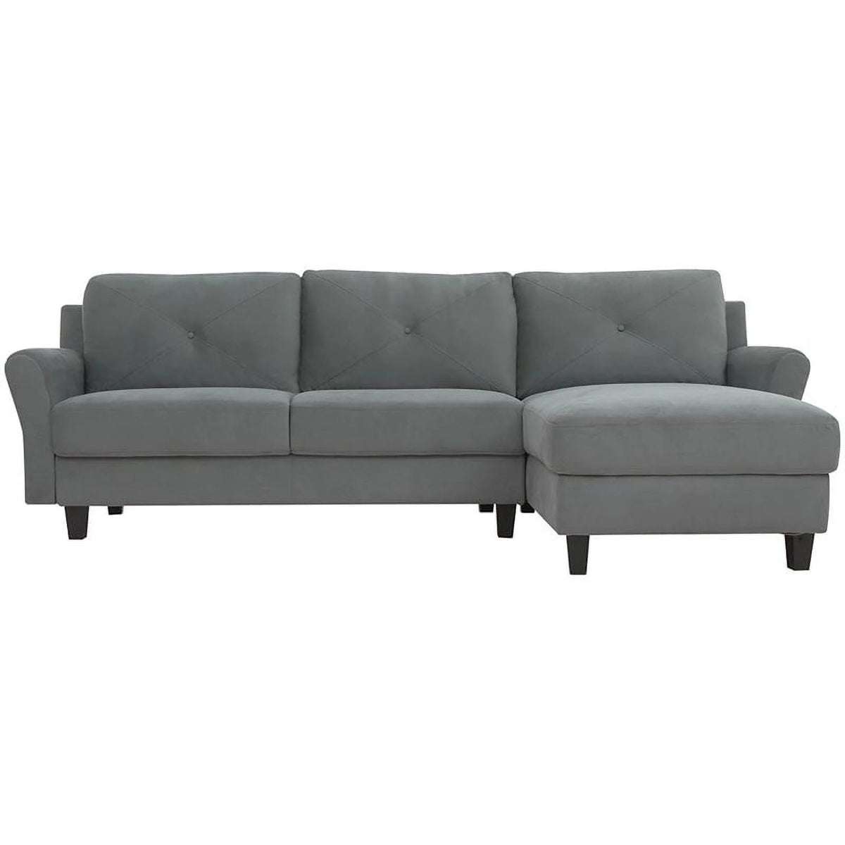 Gray Sectional with Rolled Arms T48600