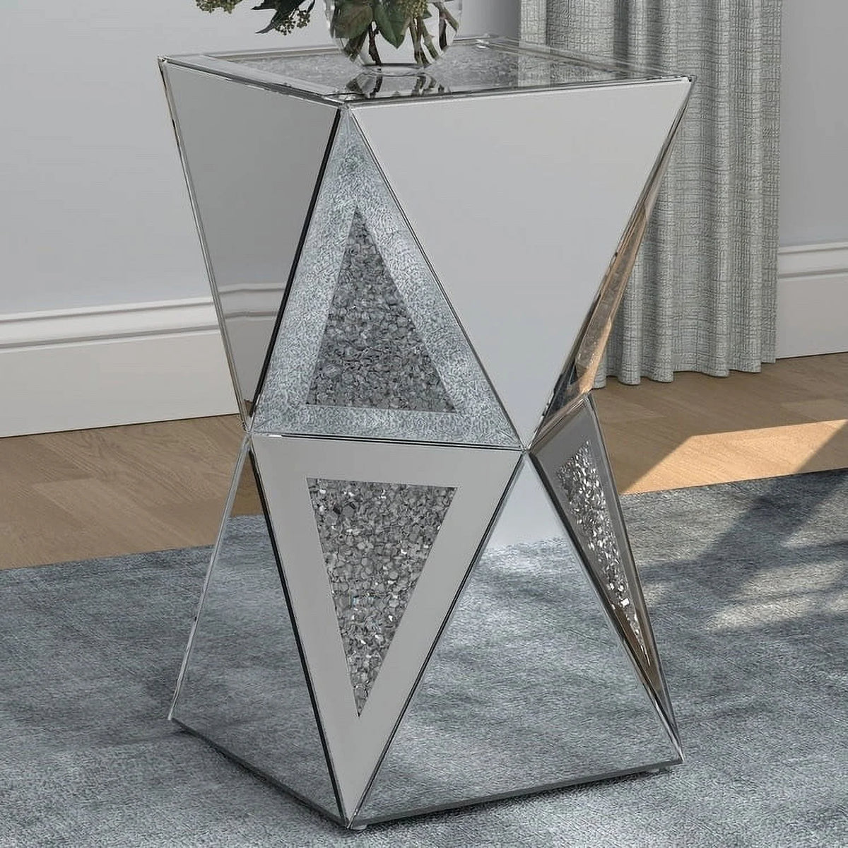 Silver Geometric Side Table L6526