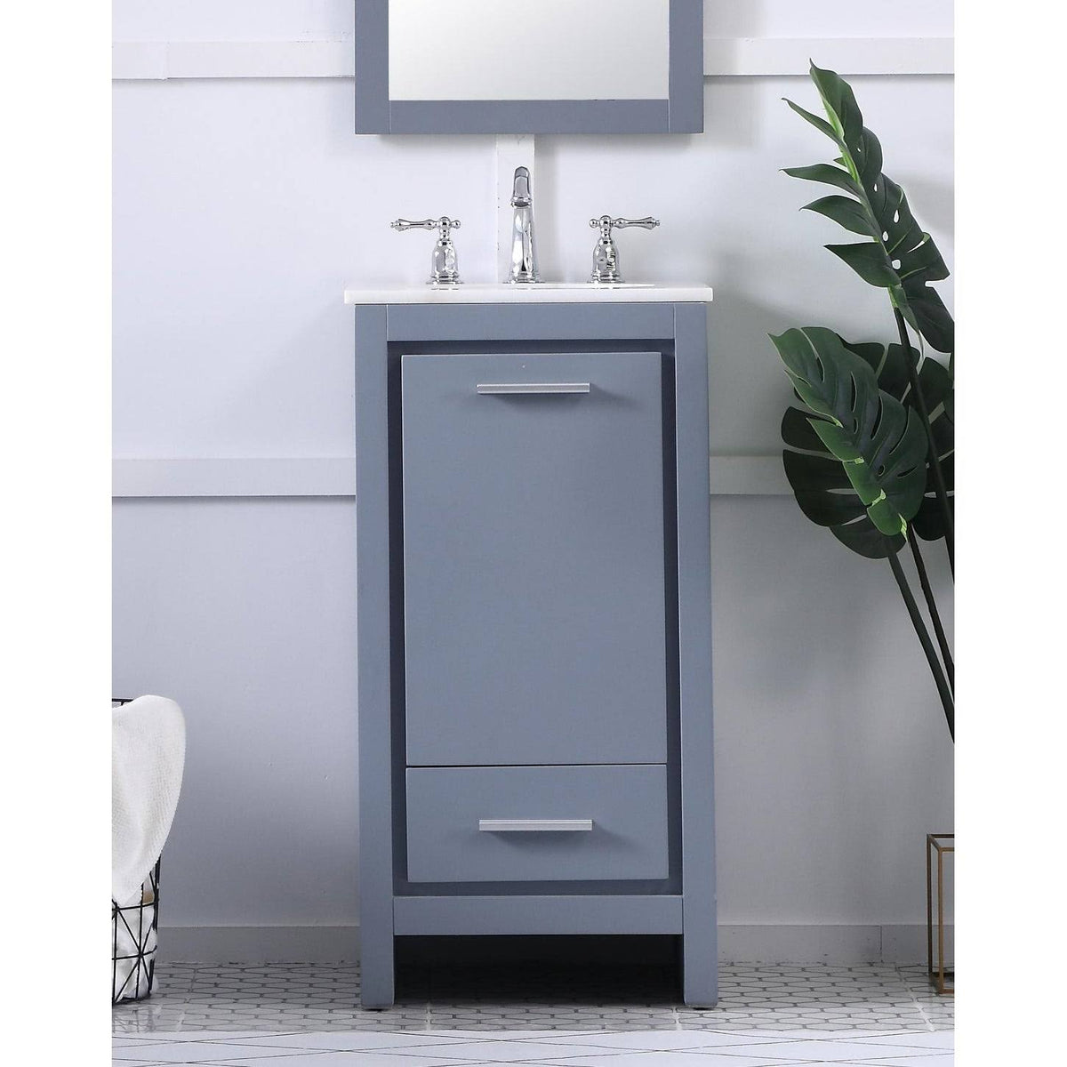 White 18 inch Bathroom Vanity Cabinet Set with Marble Top K1001