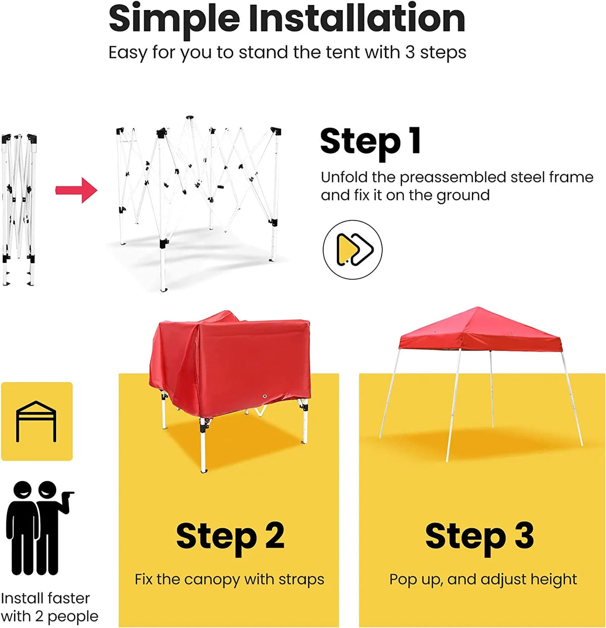 Red 8 x 8 Feet Pop Up Canopy Tent H17197