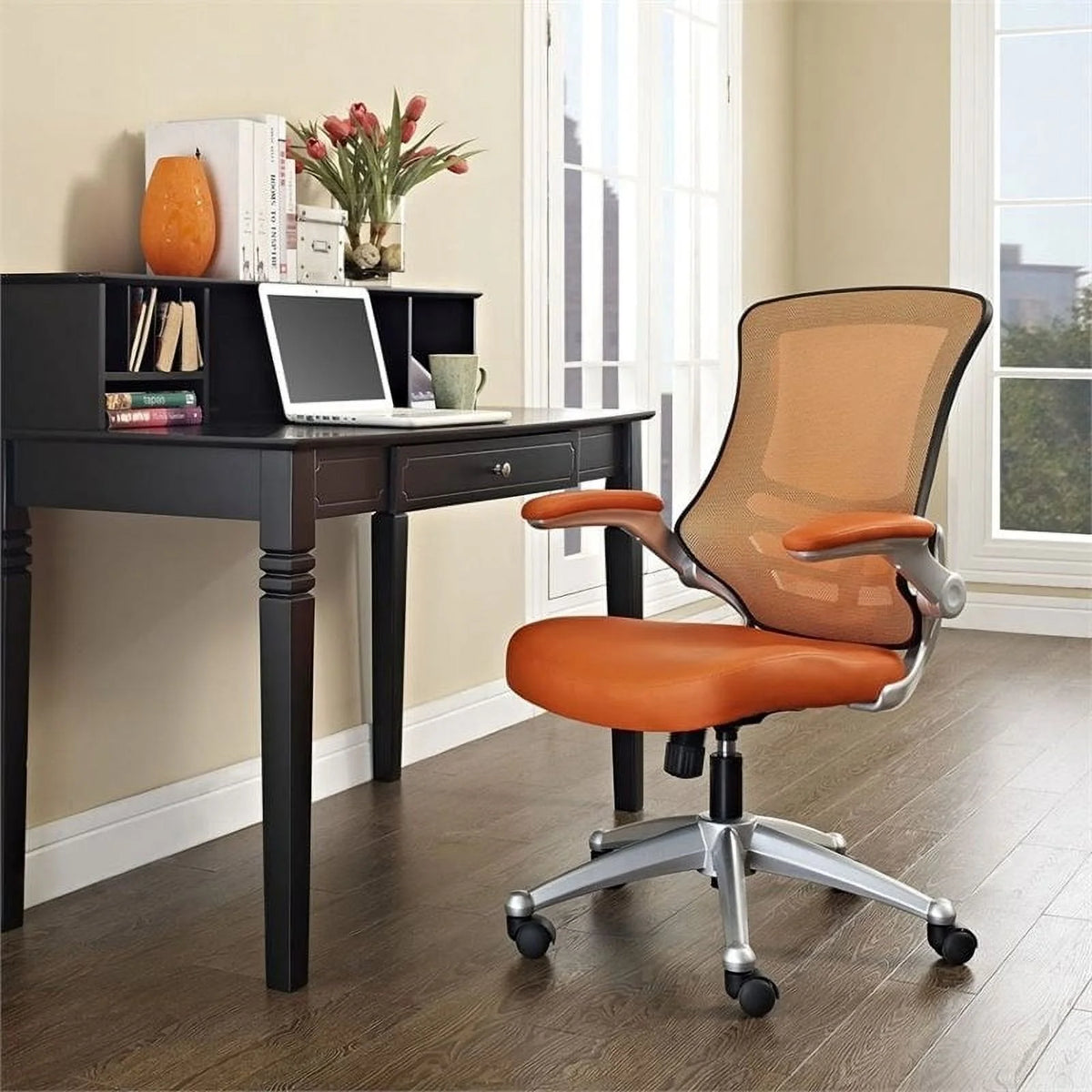 Orange Faux Leather Office Chair H2116