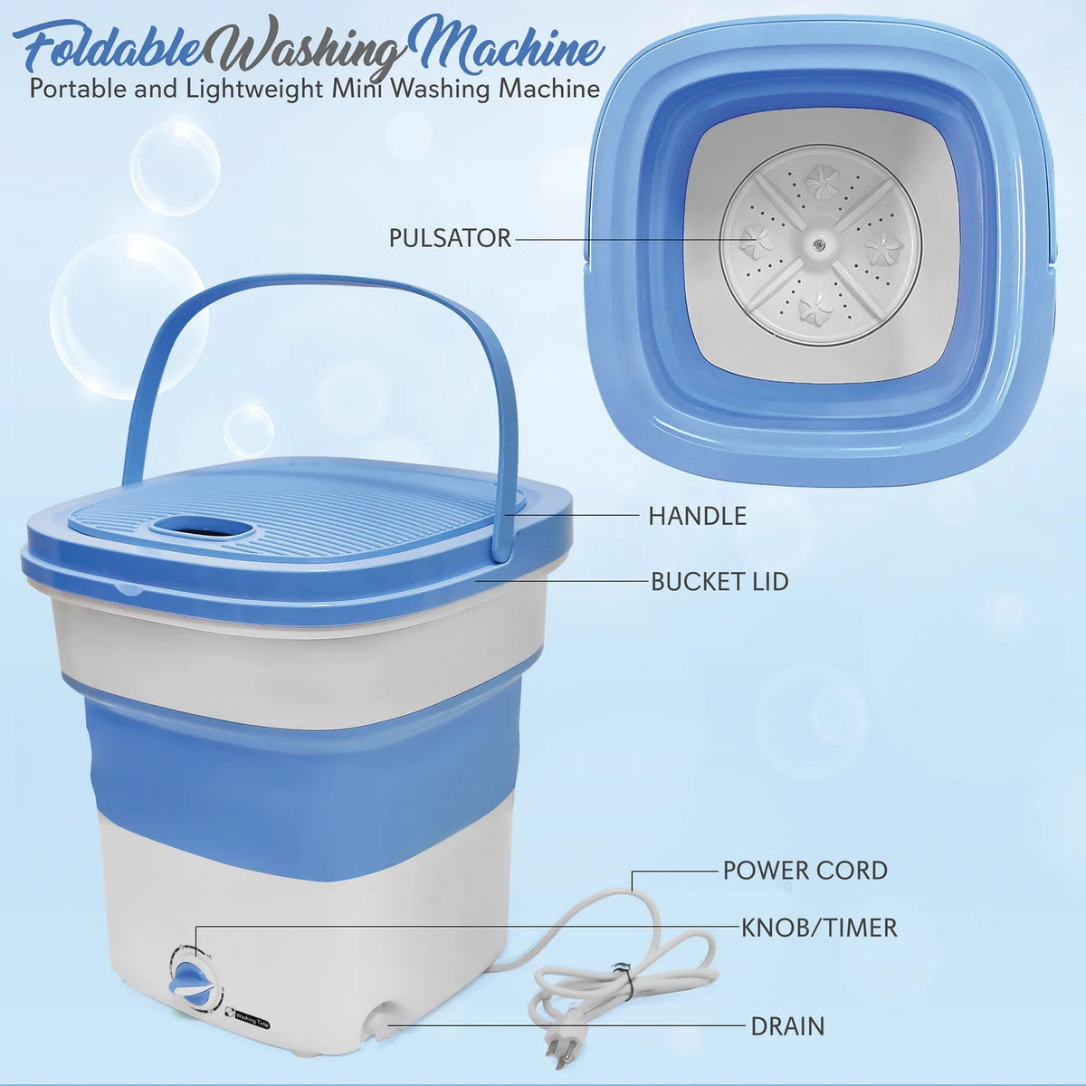 Foldable Lightweight Mini Washing Machine, 4.41 lbs L890