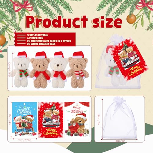24 Sets Christmas Mini Deer Stuffed Animal Plush Ornaments K3035