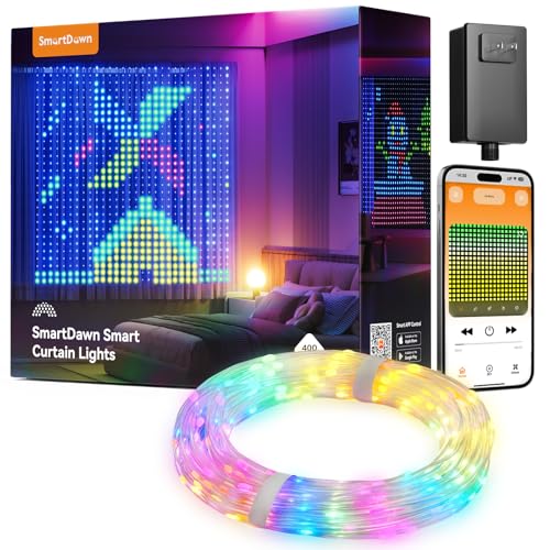 400 RGBIC LEDs Smart Curtain Lights with APP, IP65 Waterproof Color Changing String Lights C4814
