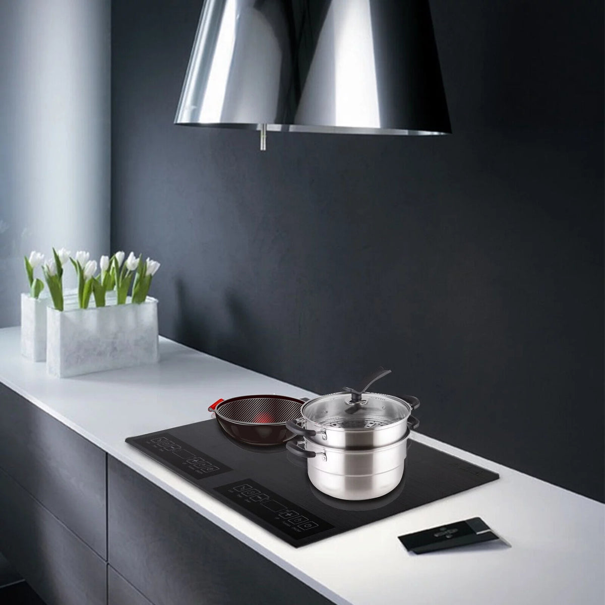 Black 2 Burner Electric Induction Cooktop F2636