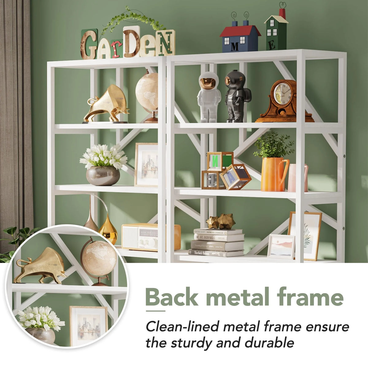 71" 6 Tier Rustic Brown Wood Etagere Bookcase U7157