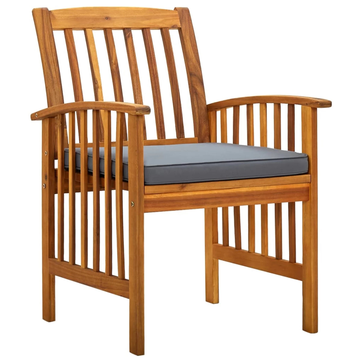 6 Piece Acacia Wood Outdoor Dining Chairs with Dark Gray Cushion Z9414