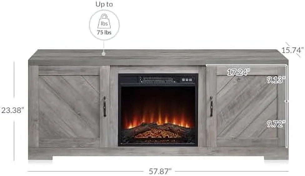 58 Inch TV Stand with Electric Fireplace and Cabinets F47991