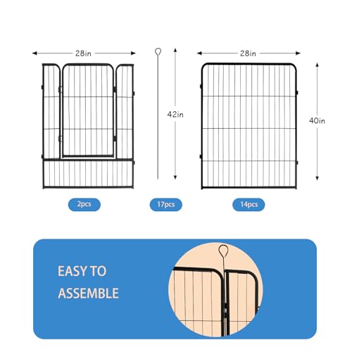 40 in Black Metal 8 Panel Dog Playpen with Gate R713