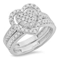 0.40 Carat Sterling Silver Diamond Heart Shaped Engagement Ring Set O829