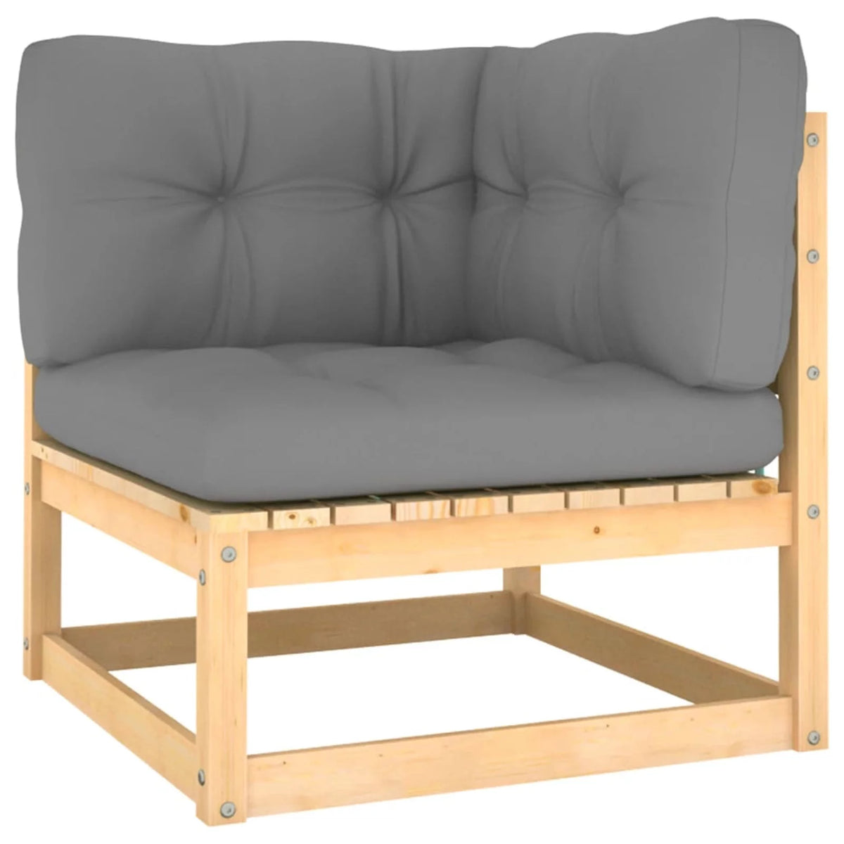 6 Piece Wooden Patio Lounge Set with Gray Cushion D345