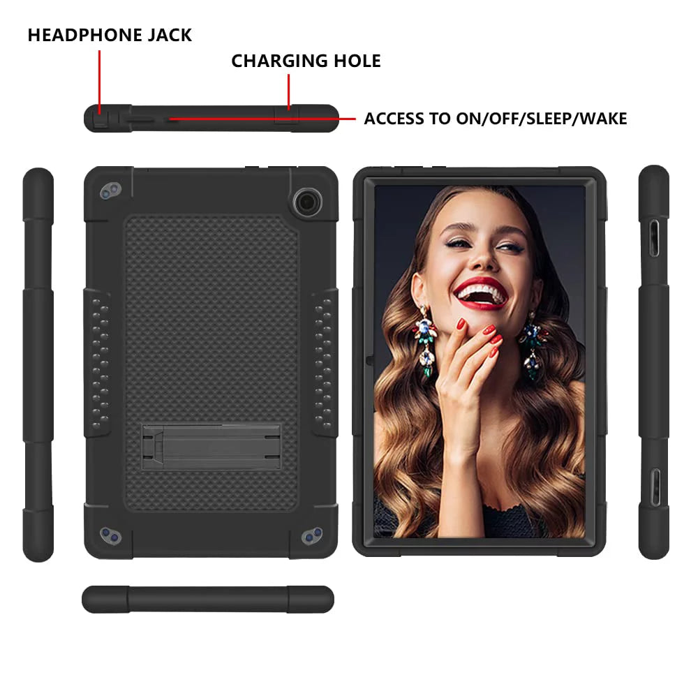 Black Heavy Duty Tablet Case with Kickstand and Shoulder Strap N70817