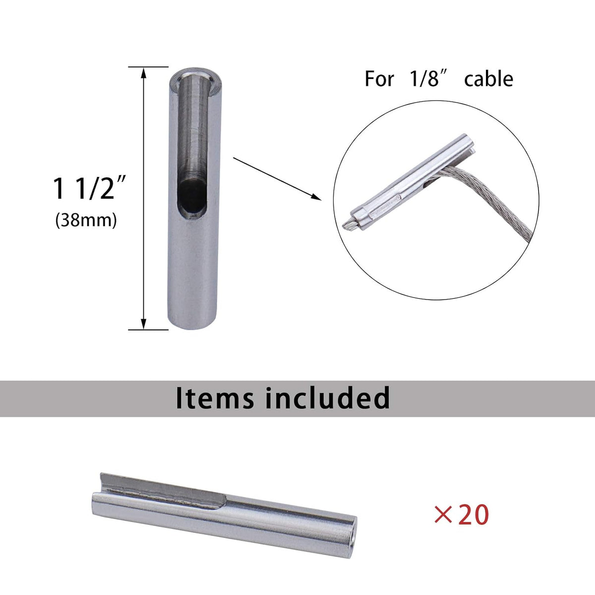 20Pack 1/8 T316 Stainless Steel Cable Railing Kit Toggle Anchor Terminal Z5403