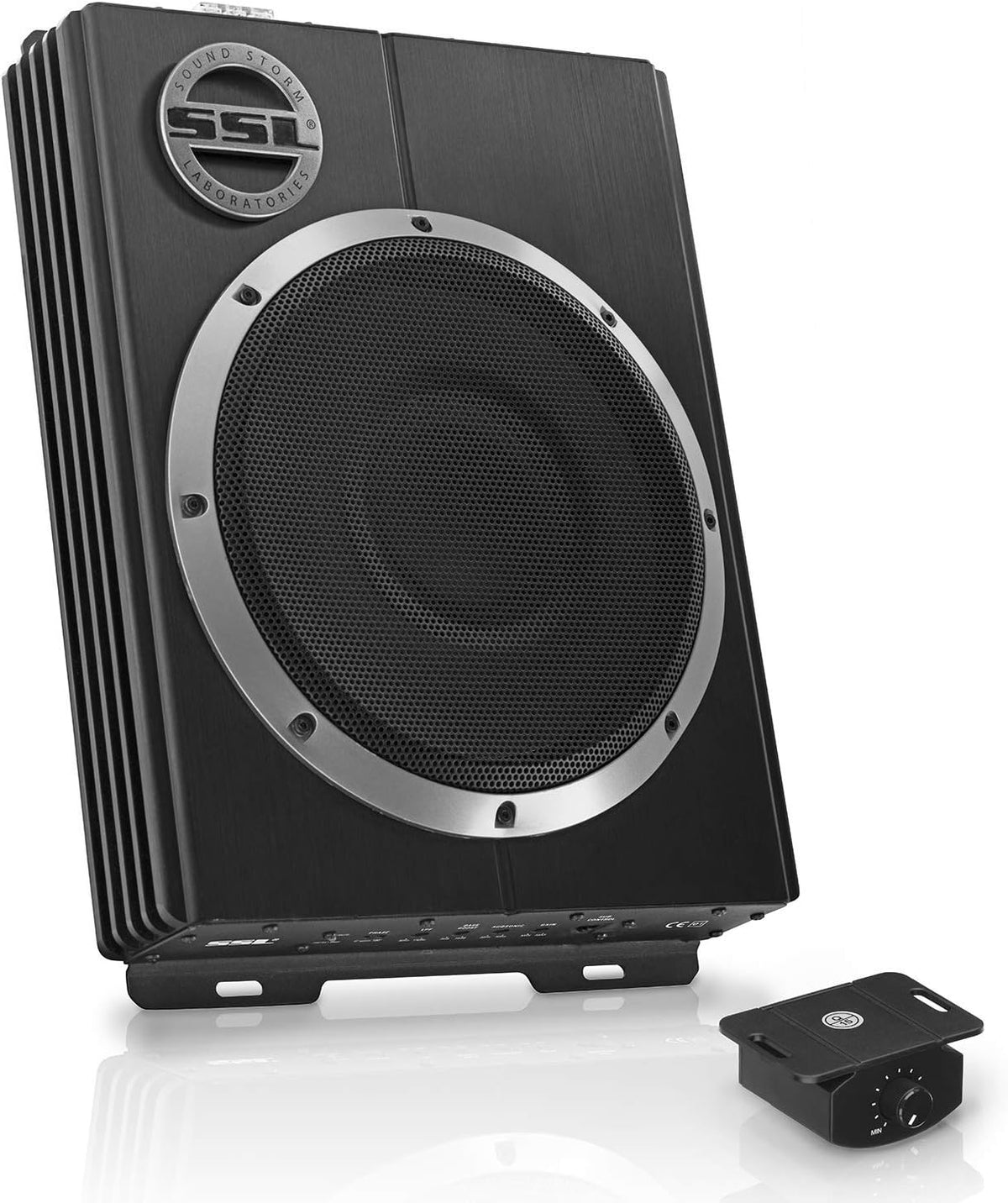 Black 8 Inch Amplified Car Subwoofer with Remote Control Y2465