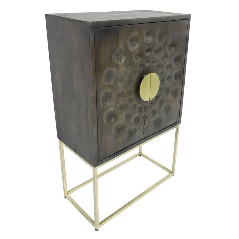Solid Mango Wood Cabinet - Gray E293286