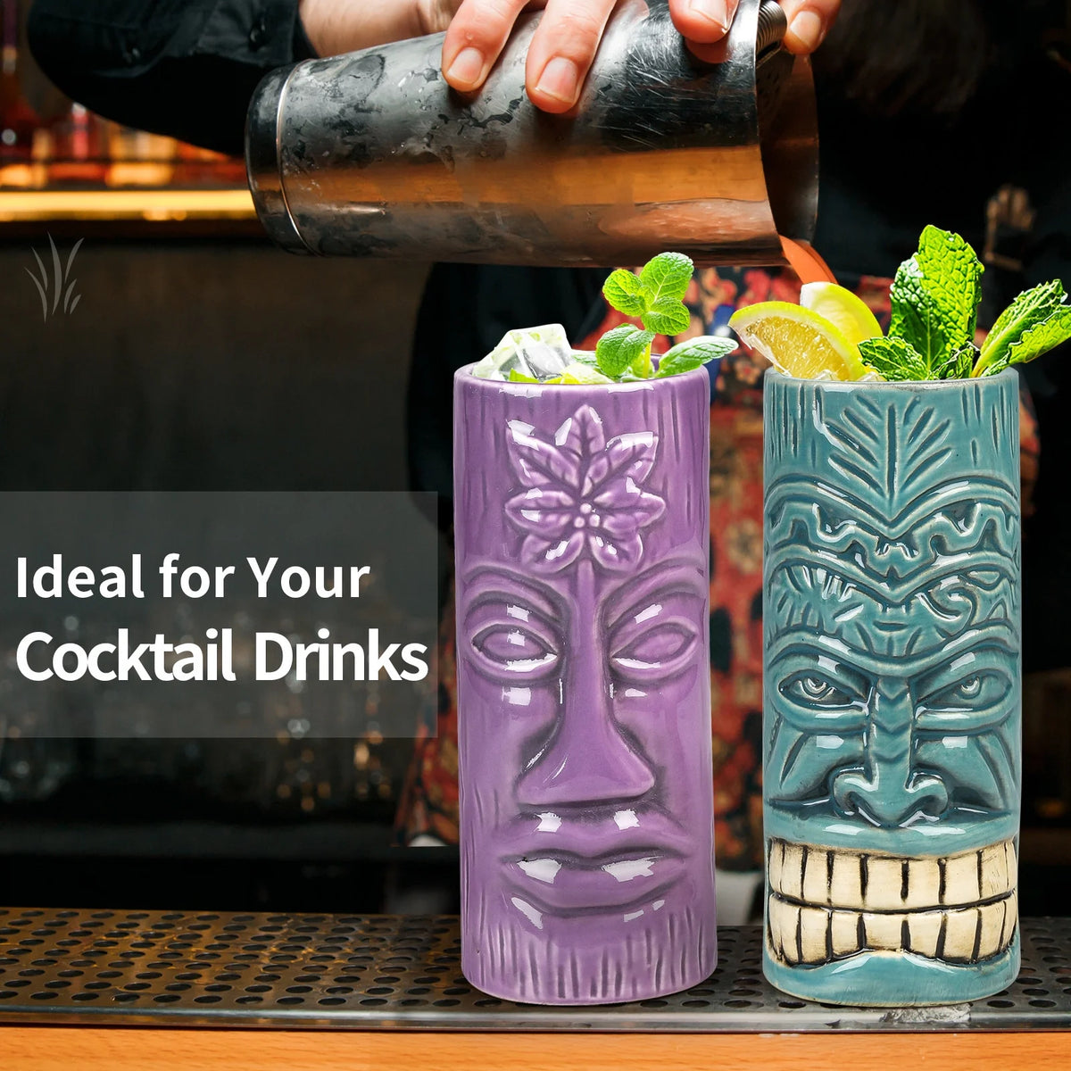Ceramic Tiki Mugs Set of 4 T914231