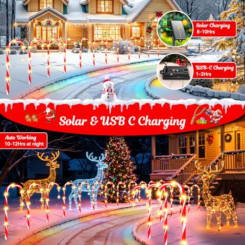 24 Pack Solar Candy Cane Lights Waterproof Q38139