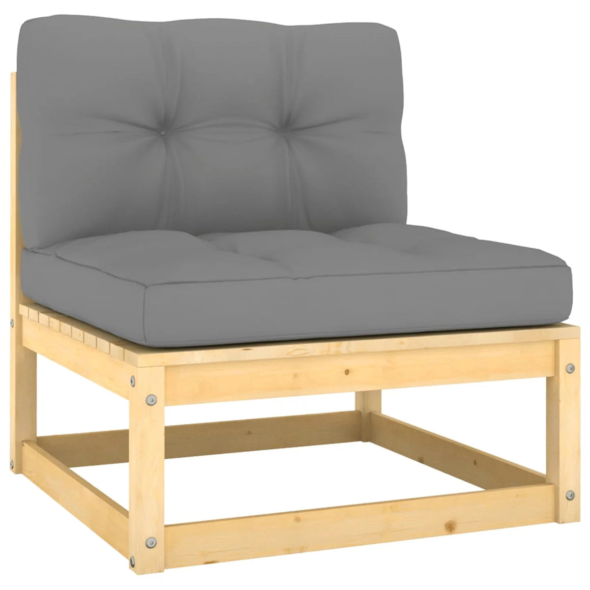 6 Piece Wooden Patio Lounge Set with Gray Cushion D345